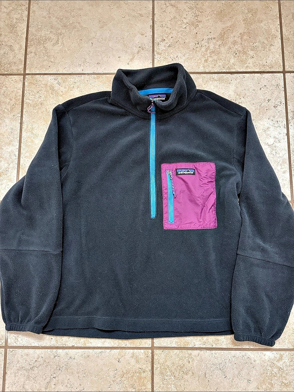 Patagonia Navy & Pink Quarter Zip Fleece